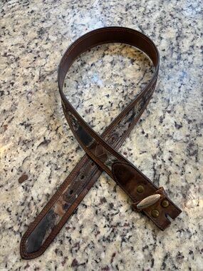 Nocona Brown Leather Belt with Camouflage Inlay